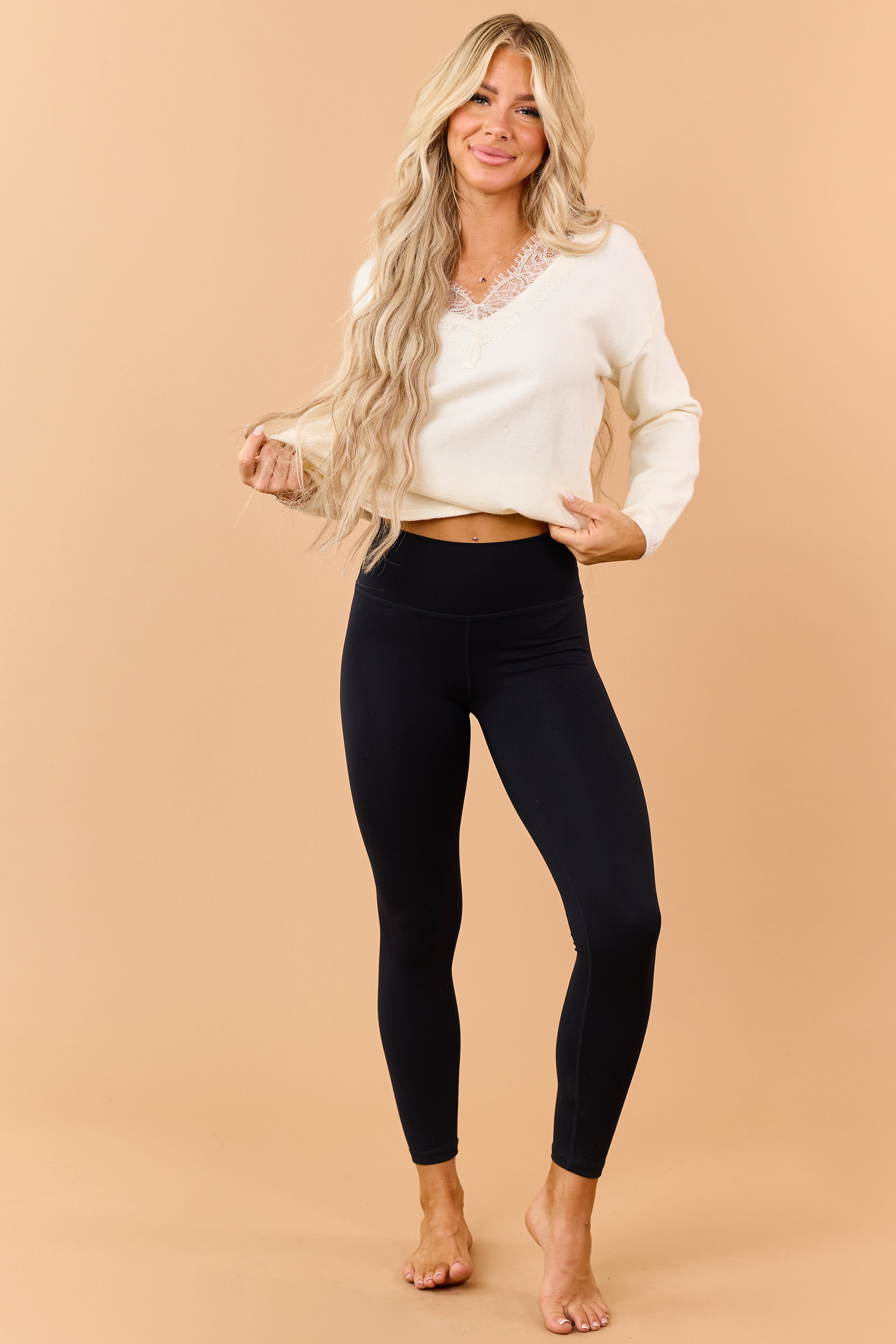 Black High Waisted Stretchy Contour Leggings