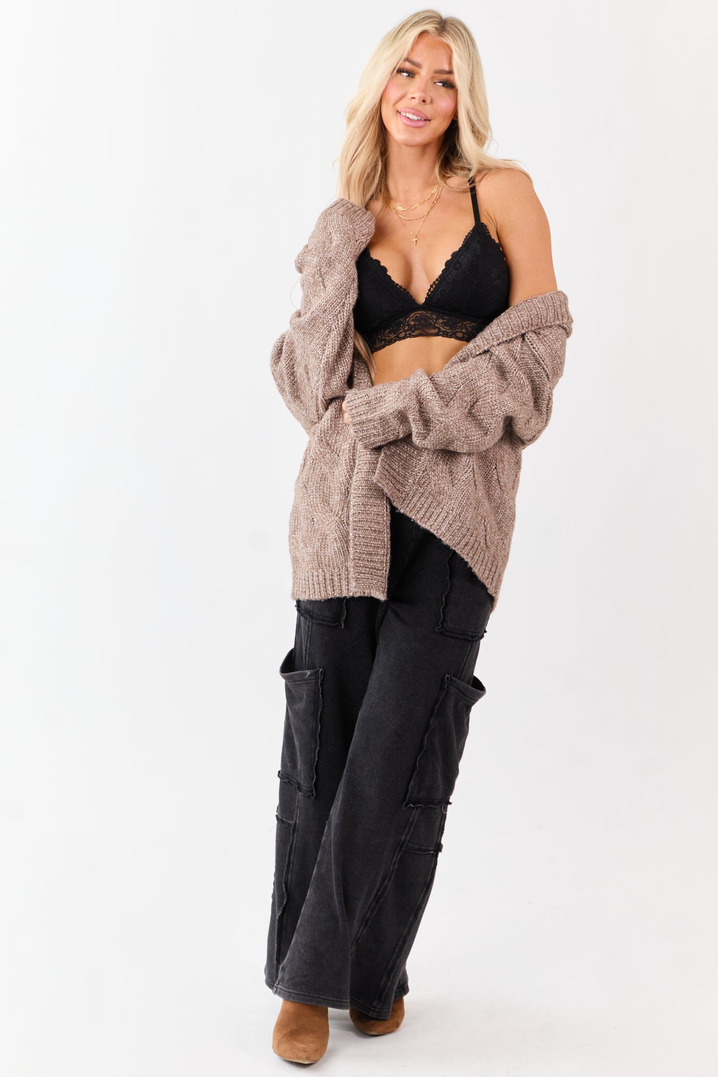 Black Lace Racerback V-Neck Bralette