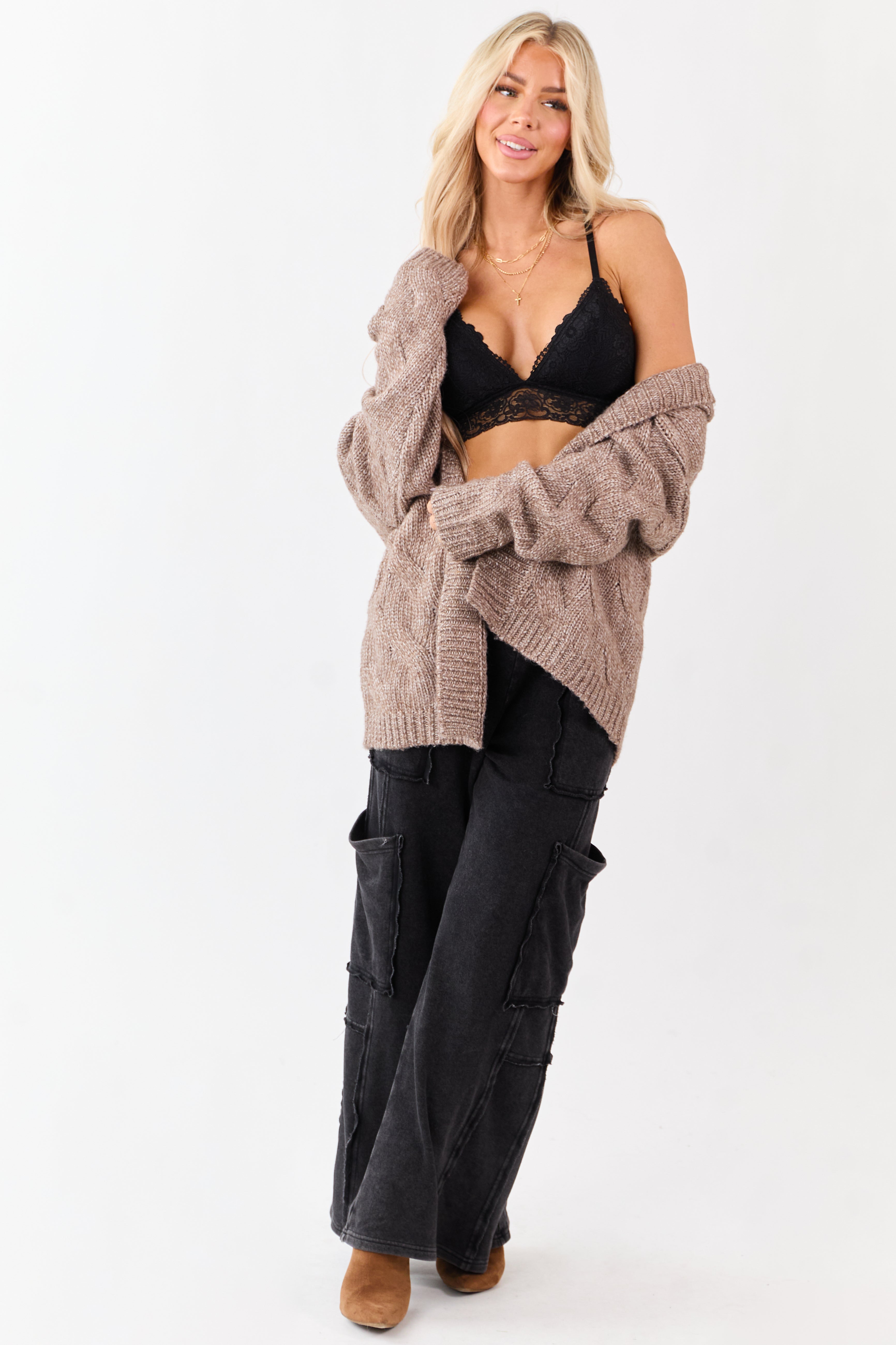 Black Lace Racerback V-Neck Bralette