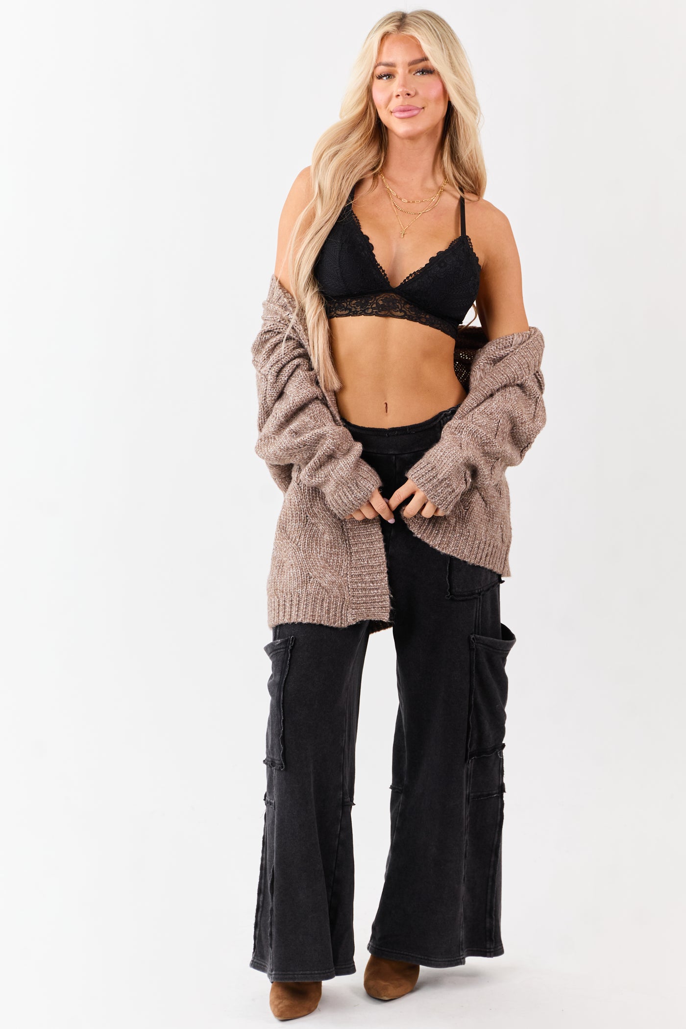 Black Lace Racerback V-Neck Bralette