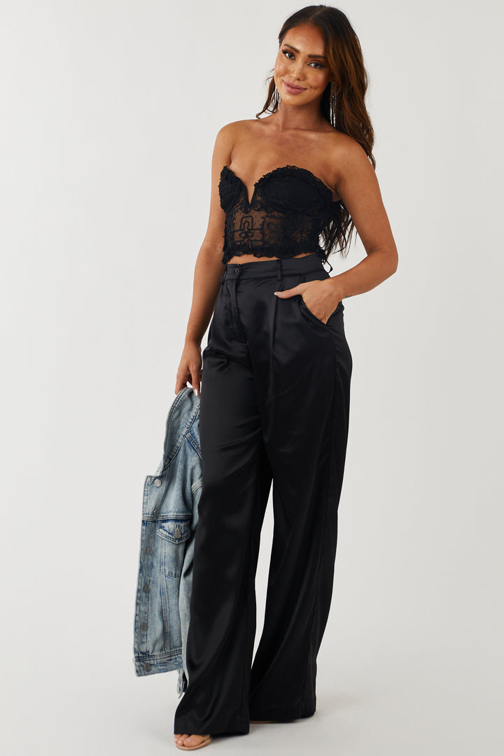 Black Lace Strapless Bustier Top