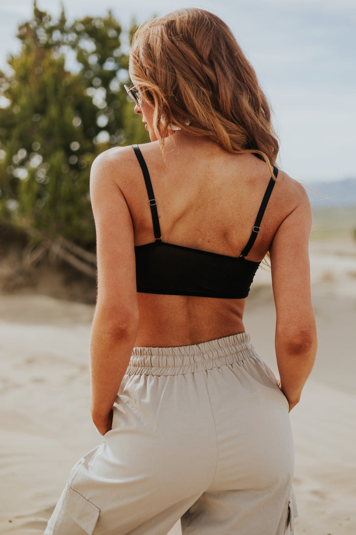 Black Lace Strappy Neckline Corset Bralette