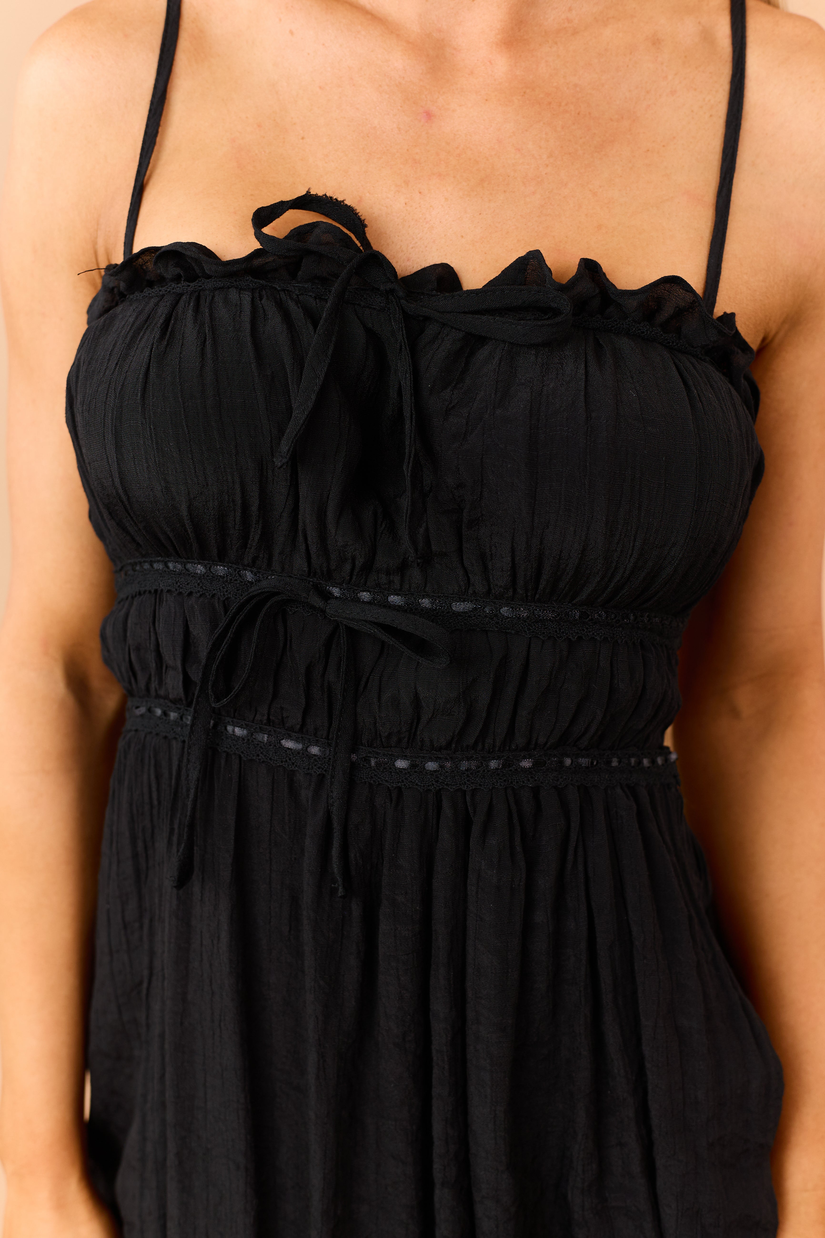 Black Lace Trim Sleeveless Maxi Dress | Lime Lush Boutique