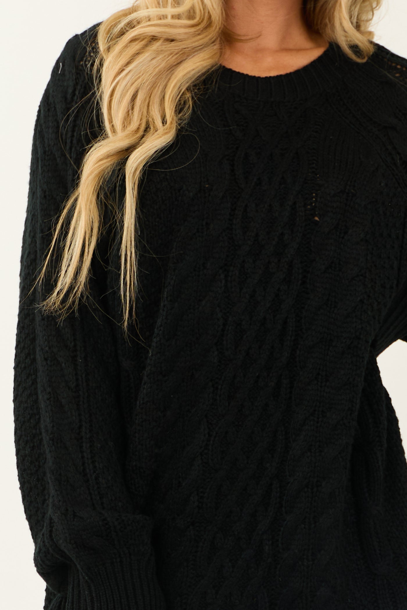 Black Long Balloon Sleeve Short Sweater Dress Black Long Balloon Sleeve Short Sweater Dress