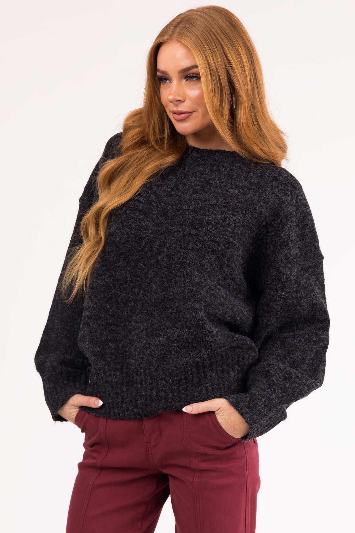 Long Sleeve High Neck Knit Sweater