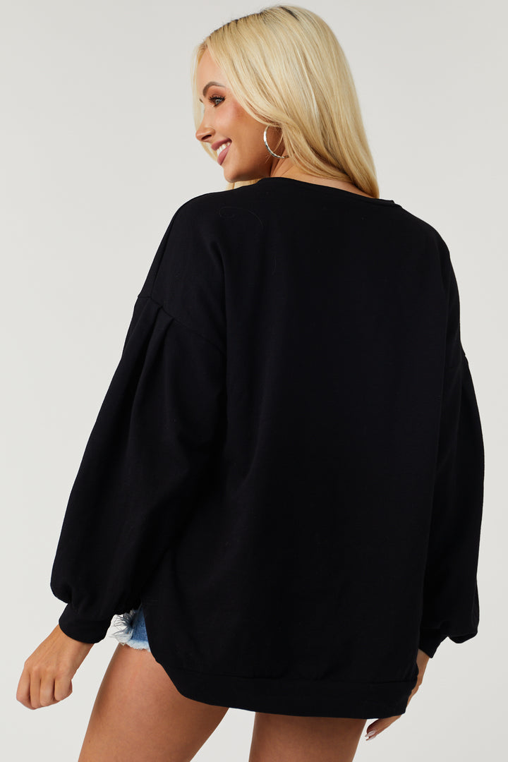 Black Long Sleeve Oversized 'Georgia' Top