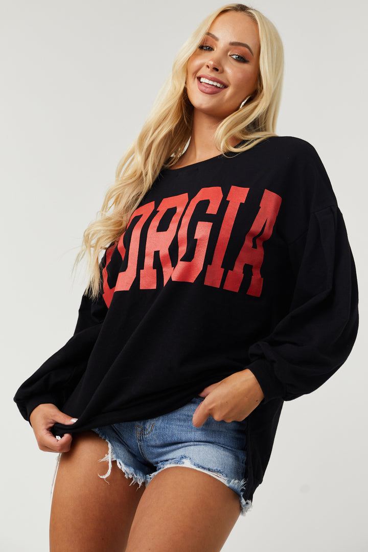 Black Long Sleeve Oversized 'Georgia' Top