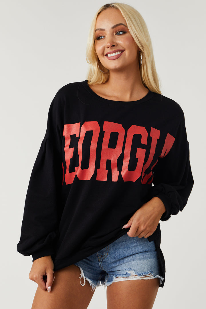 Black Long Sleeve Oversized 'Georgia' Top
