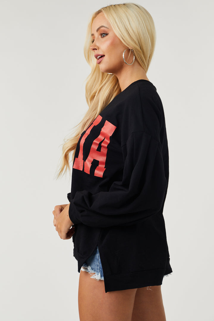 Black Long Sleeve Oversized 'Georgia' Top