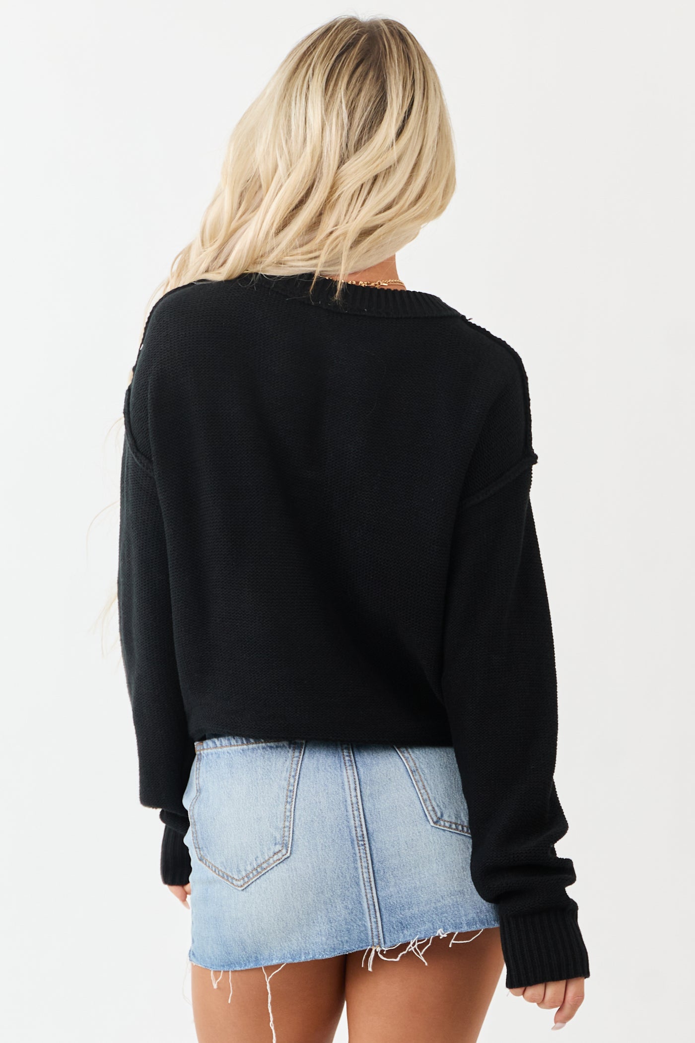 Black Long Sleeve Relaxed Knit Sweater