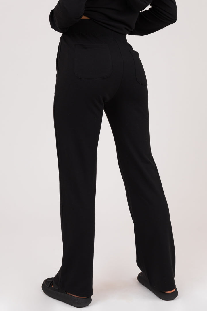 Black Long Sleeve Zip Up Hoodie and Pants Set
