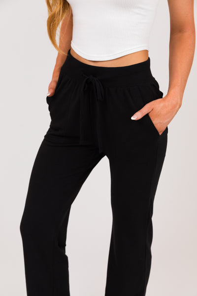 Black Long Sleeve Zip Up Hoodie and Pants Set