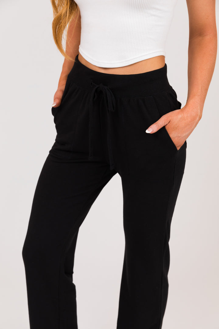 Black Long Sleeve Zip Up Hoodie and Pants Set