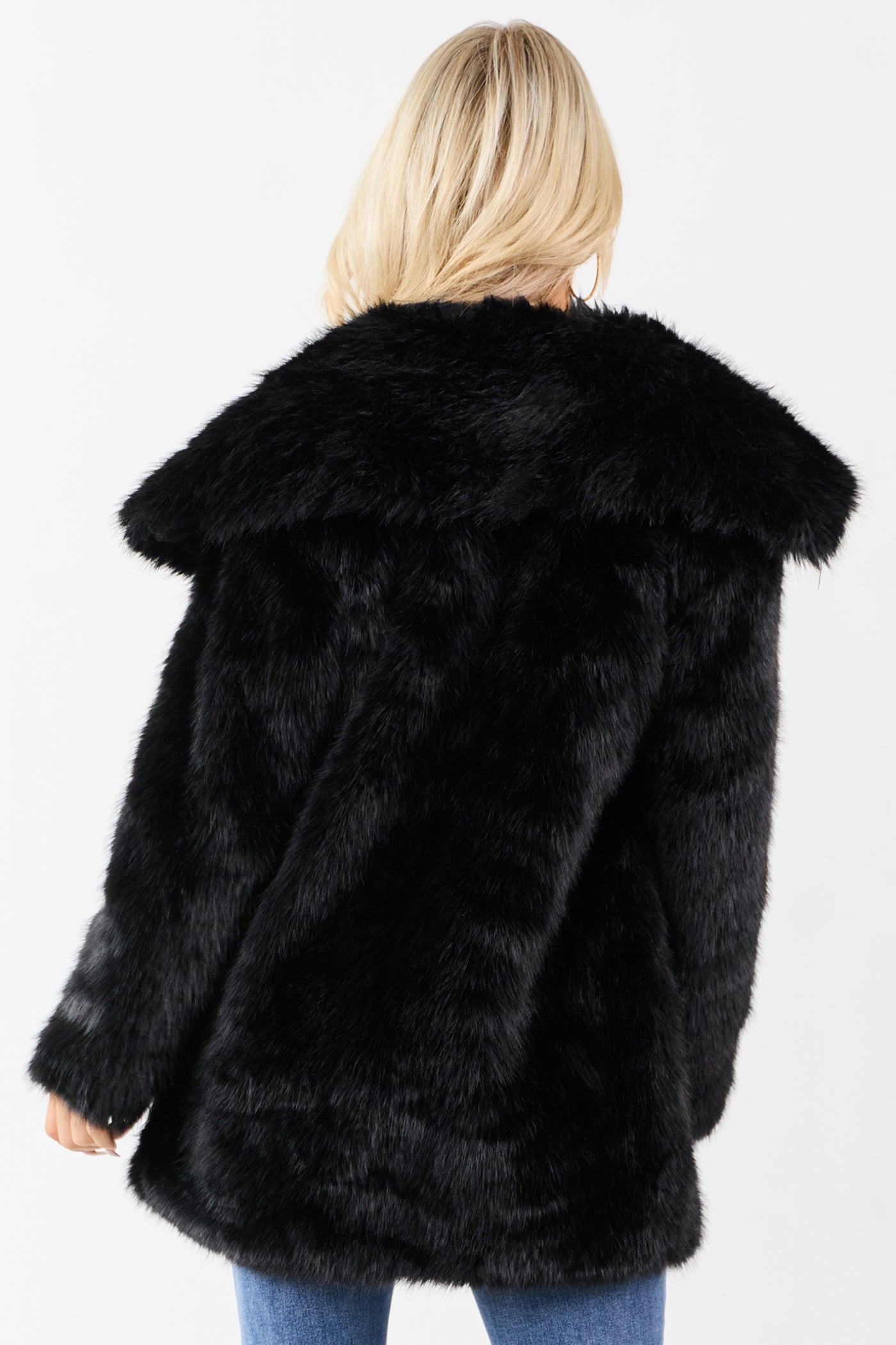 Black Luxe Cloud Faux Fur Collared Coat