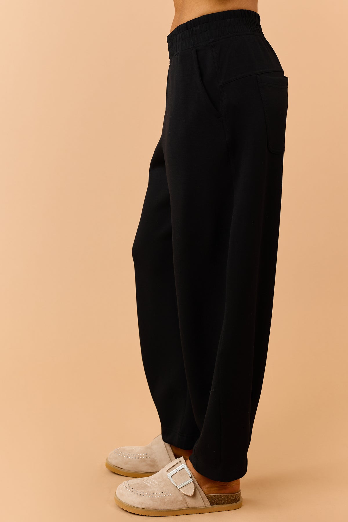 Black Modal Scuba Knit Barrel Sweatpants