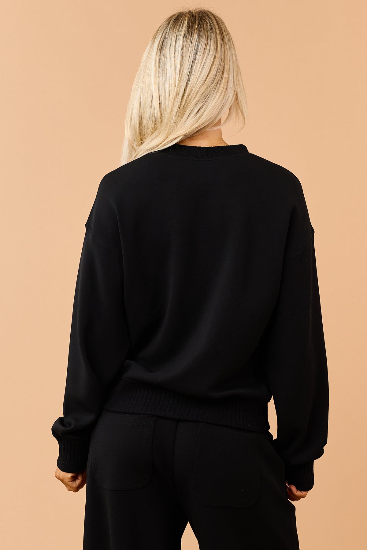 Black Modal Scuba Knit Relaxed Sweatshirt