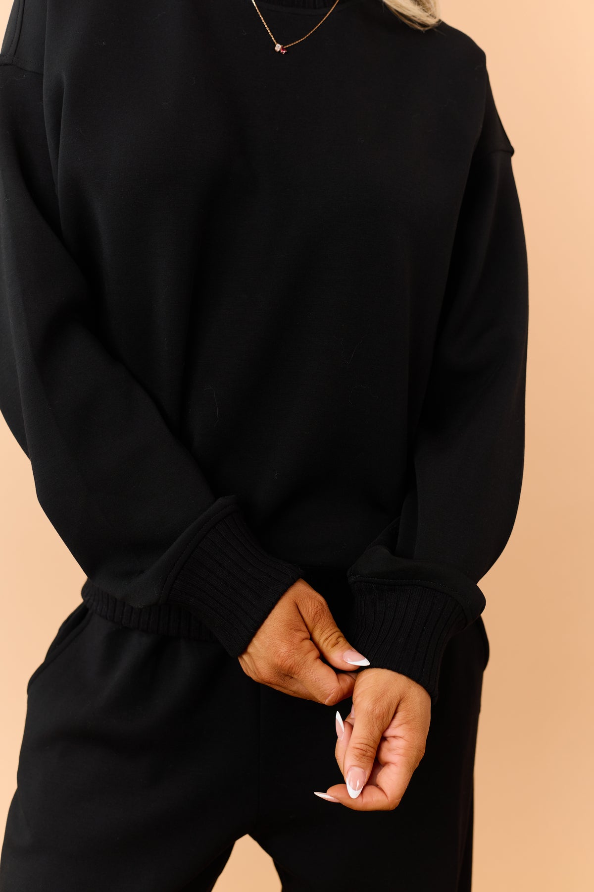 Black Modal Scuba Knit Relaxed Sweatshirt