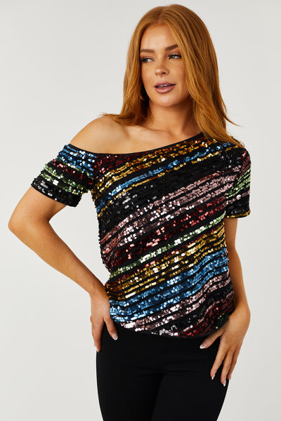 Black-Multicolor-Sequin-Short-