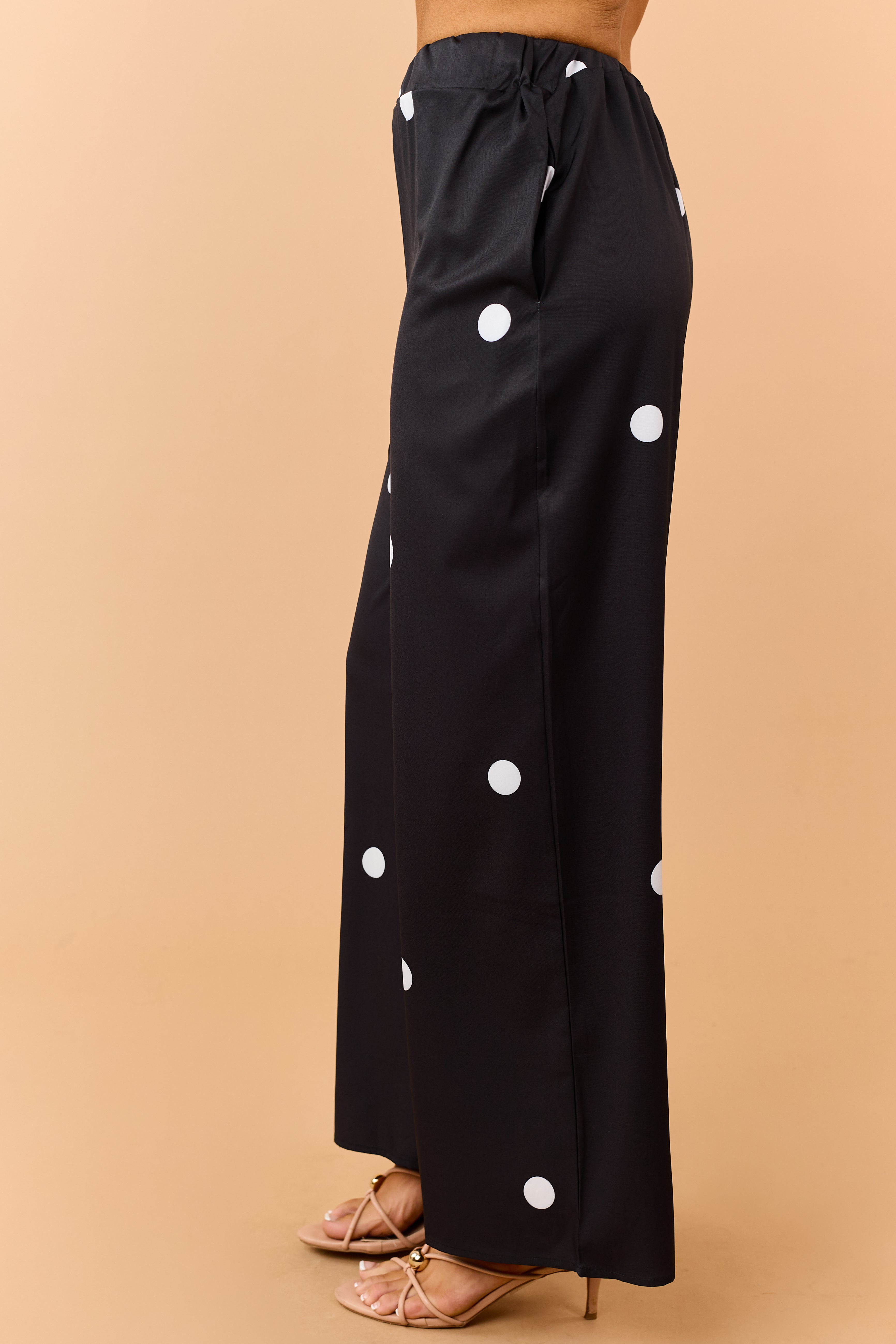 Black Polka Dot Strapless Top and Pants Set