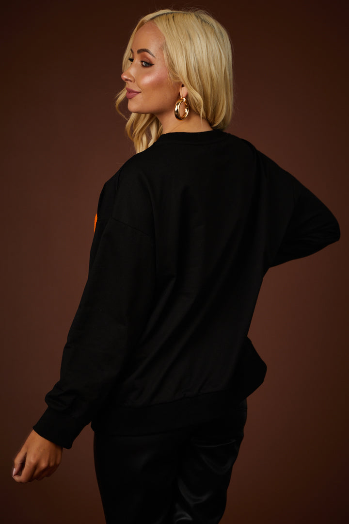 Black 'Pumpkin Queen' Graphic Sweatshirt