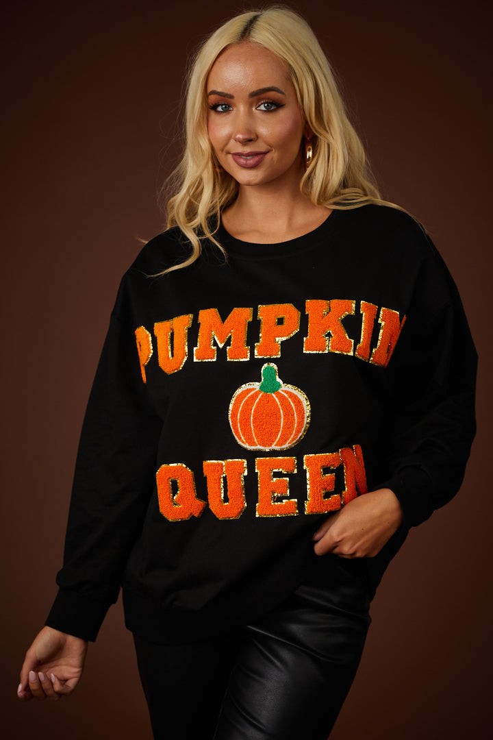 Black 'Pumpkin Queen' Graphic Sweatshirt