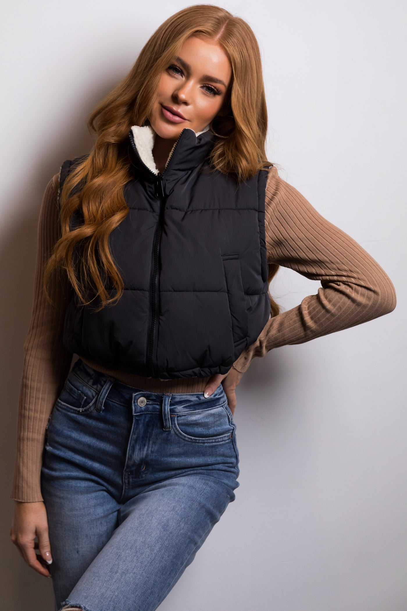 Black Soft Quilted Oversized Puffer Vest