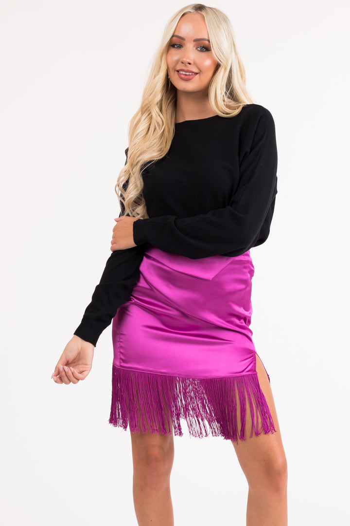 Black Ribbed Trim Super Soft Light Sweater
