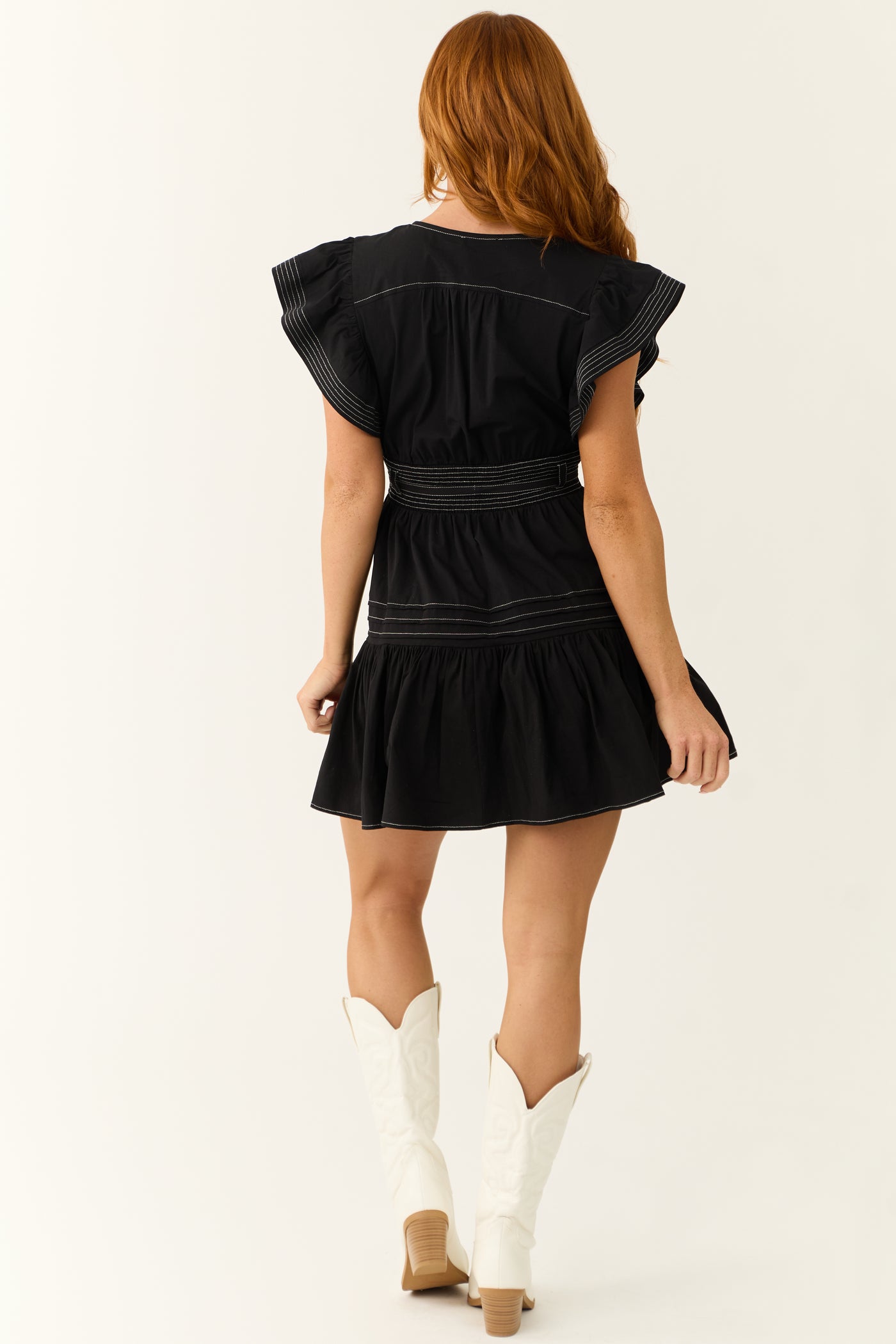 Black Ruffle Short Sleeve V Neck Mini Dress | Lime Lush Boutique Black Ruffle Short Sleeve V Neck Mini Dress | Lime Lush Boutique