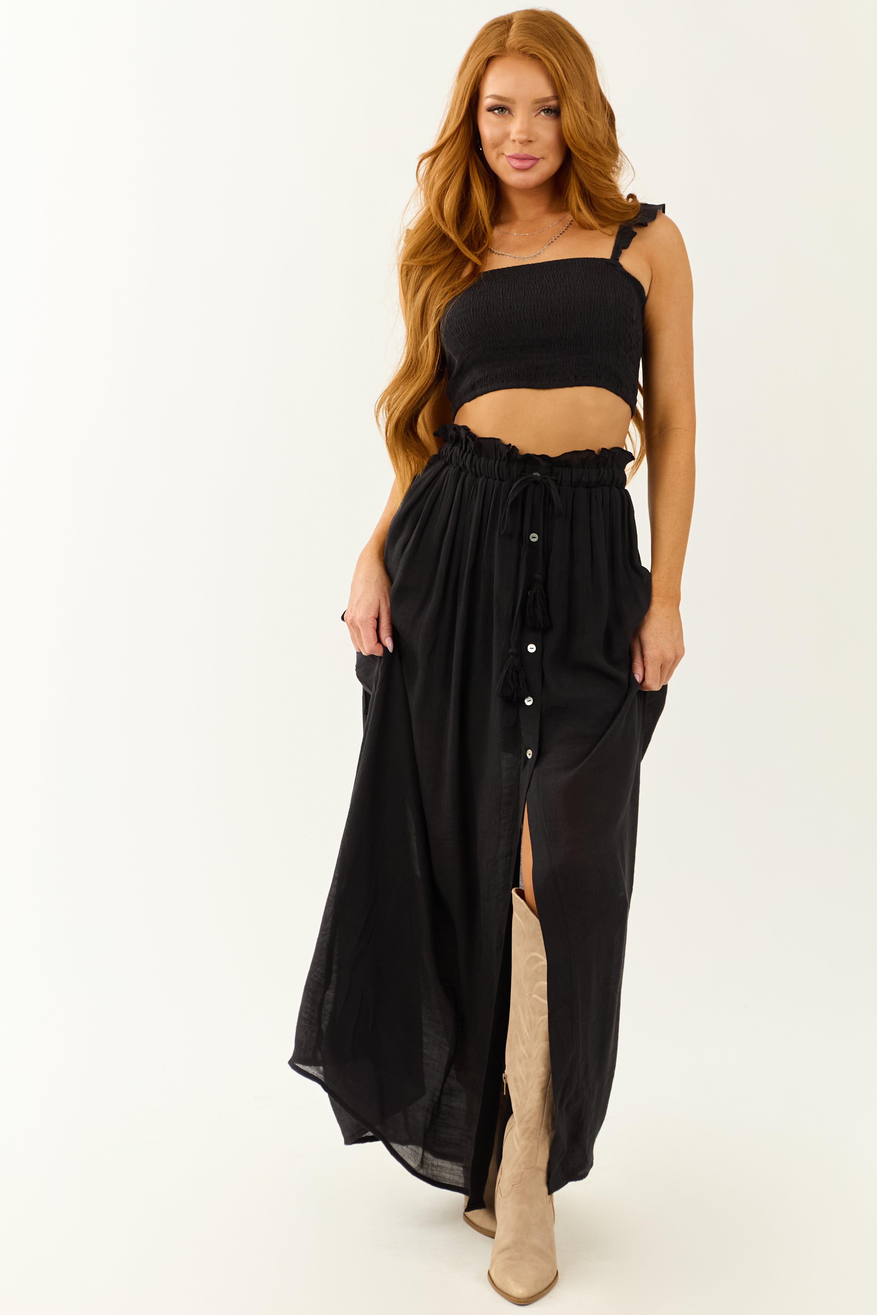 Black-Ruffle-Strap-Crop-Top-
