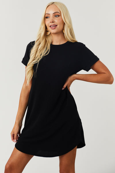 Black Short Sleeve Tee Shirt Mini Dress