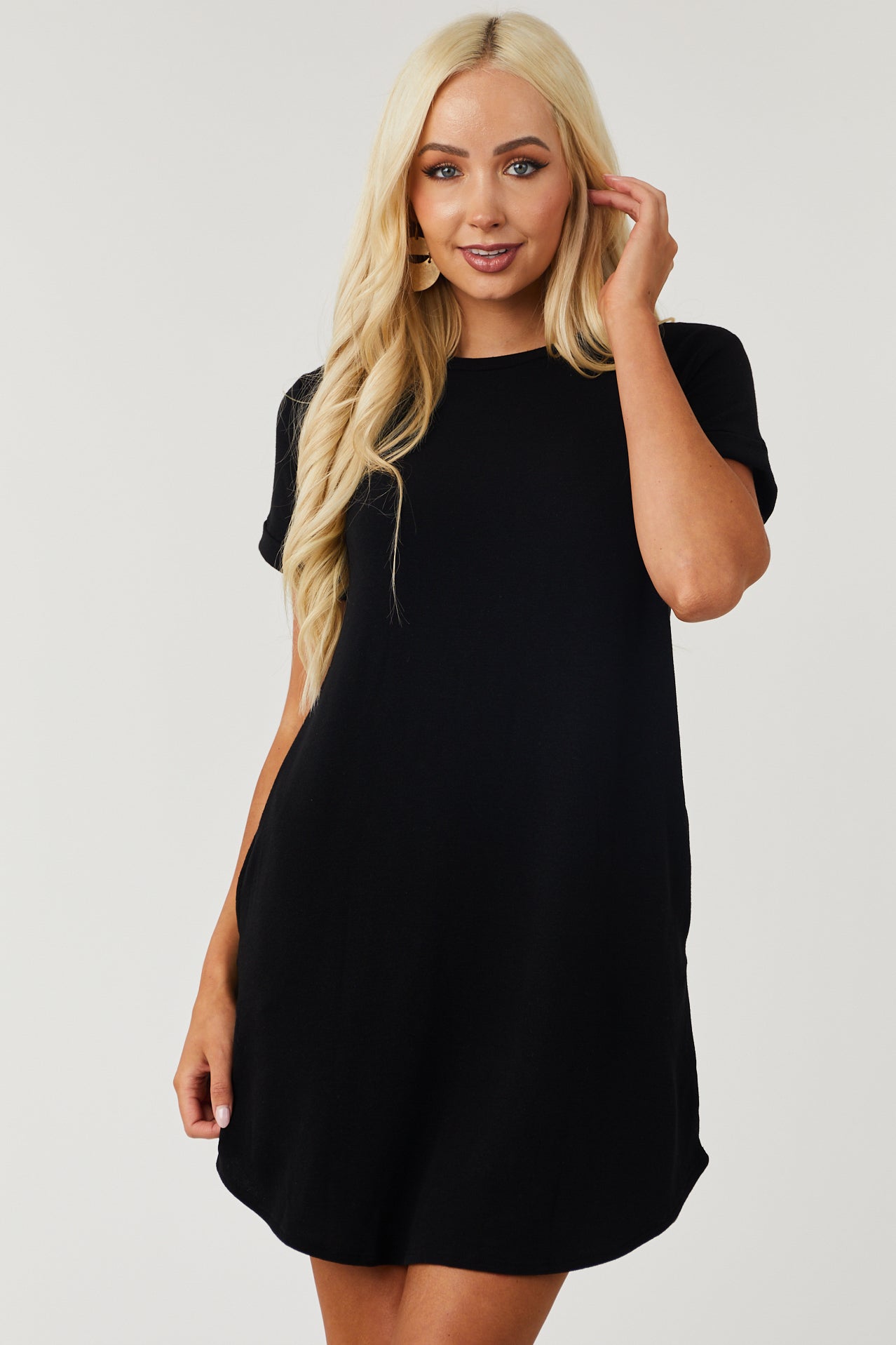 Black Short Sleeve Tee Shirt Mini Dress