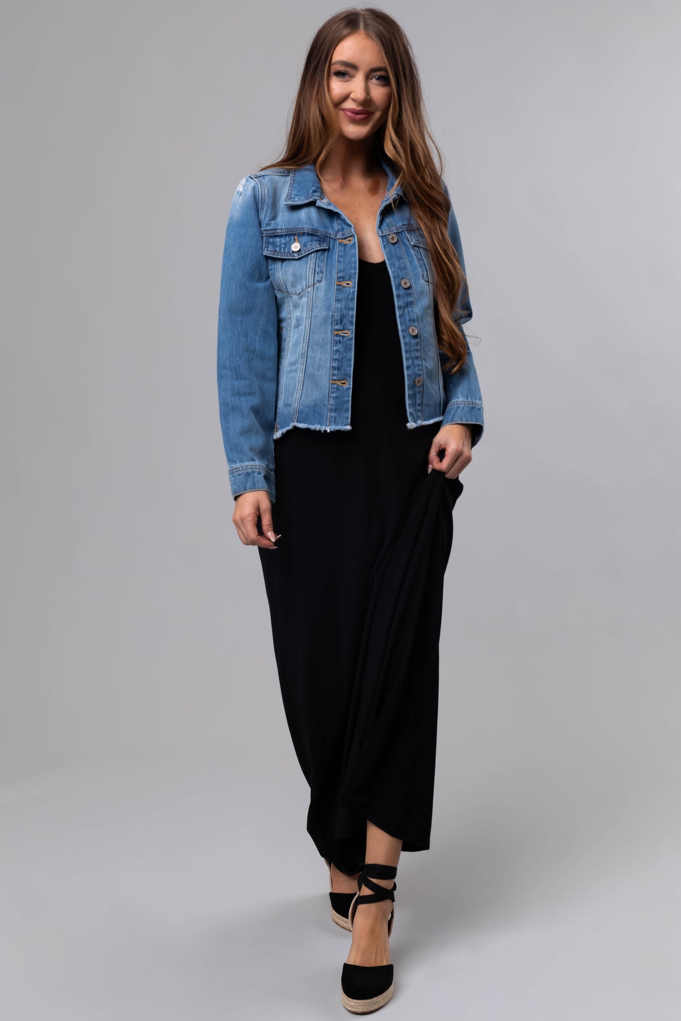 Black Sleeveless Knit Maxi Dress with Pockets Lime Lush