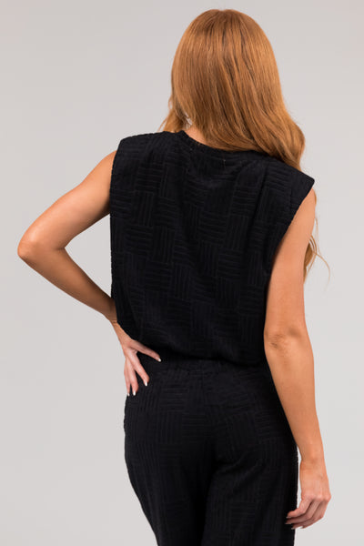 Black Sleeveless Round Neck Top