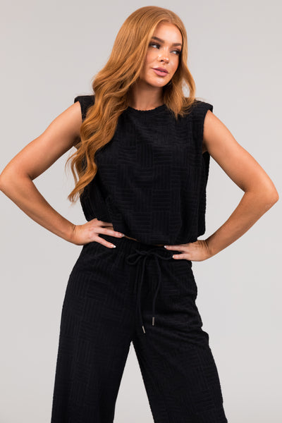 Black Sleeveless Round Neck Top