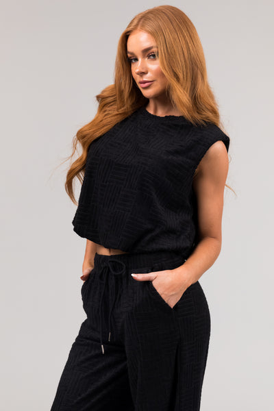 Black Sleeveless Round Neck Top