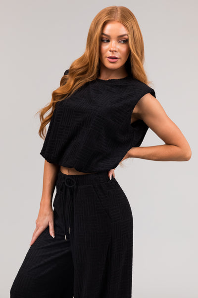 Black Sleeveless Round Neck Top