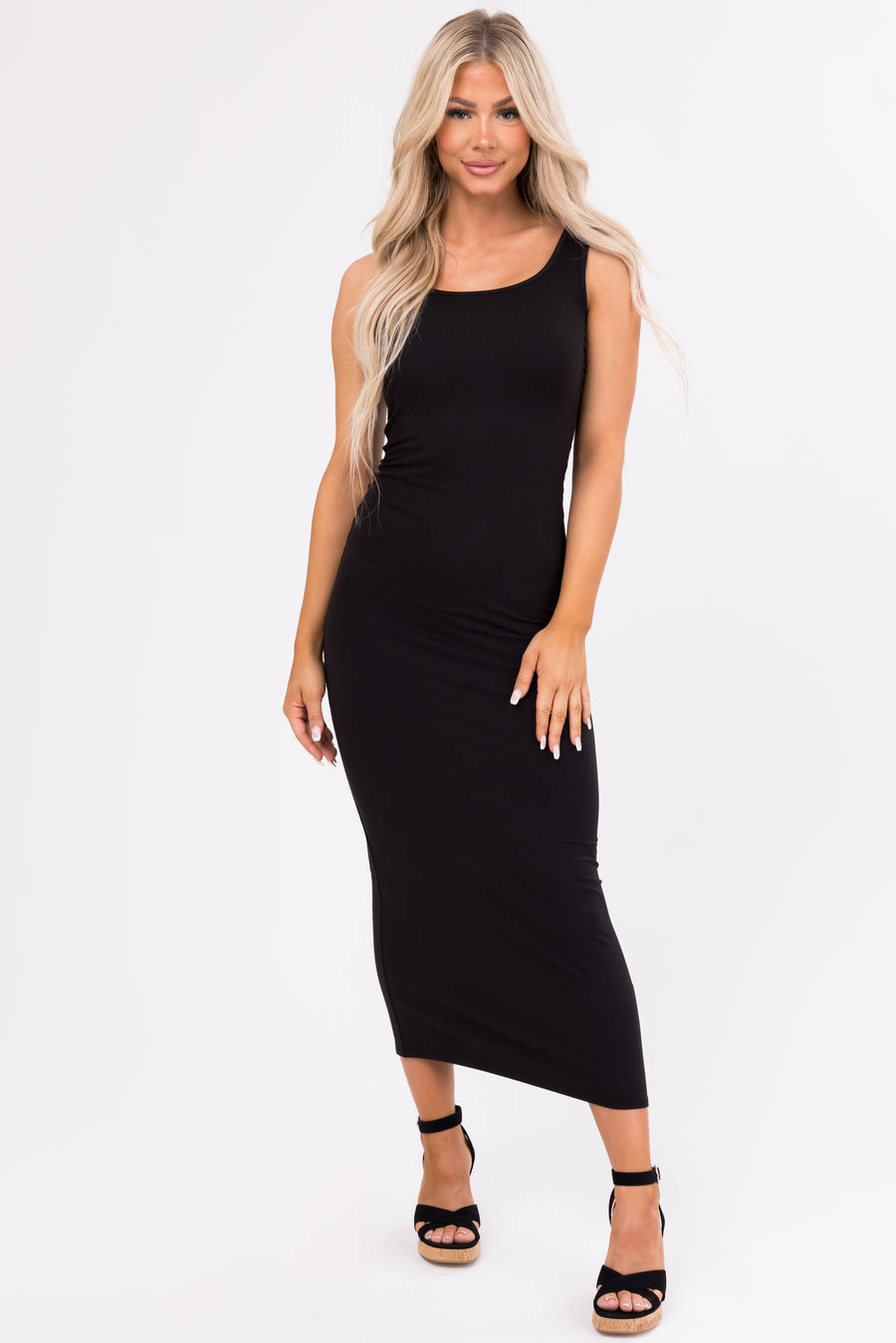 Black Sleeveless Soft Knit Maxi Dress