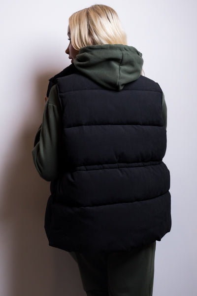 Black Soft Quilted Oversized Puffer Vest