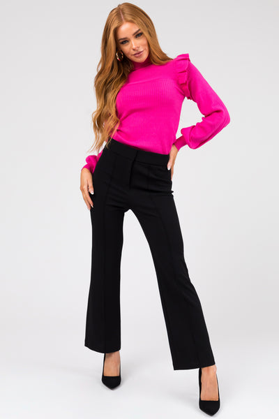 Black Stretchy Flared Dart Pant