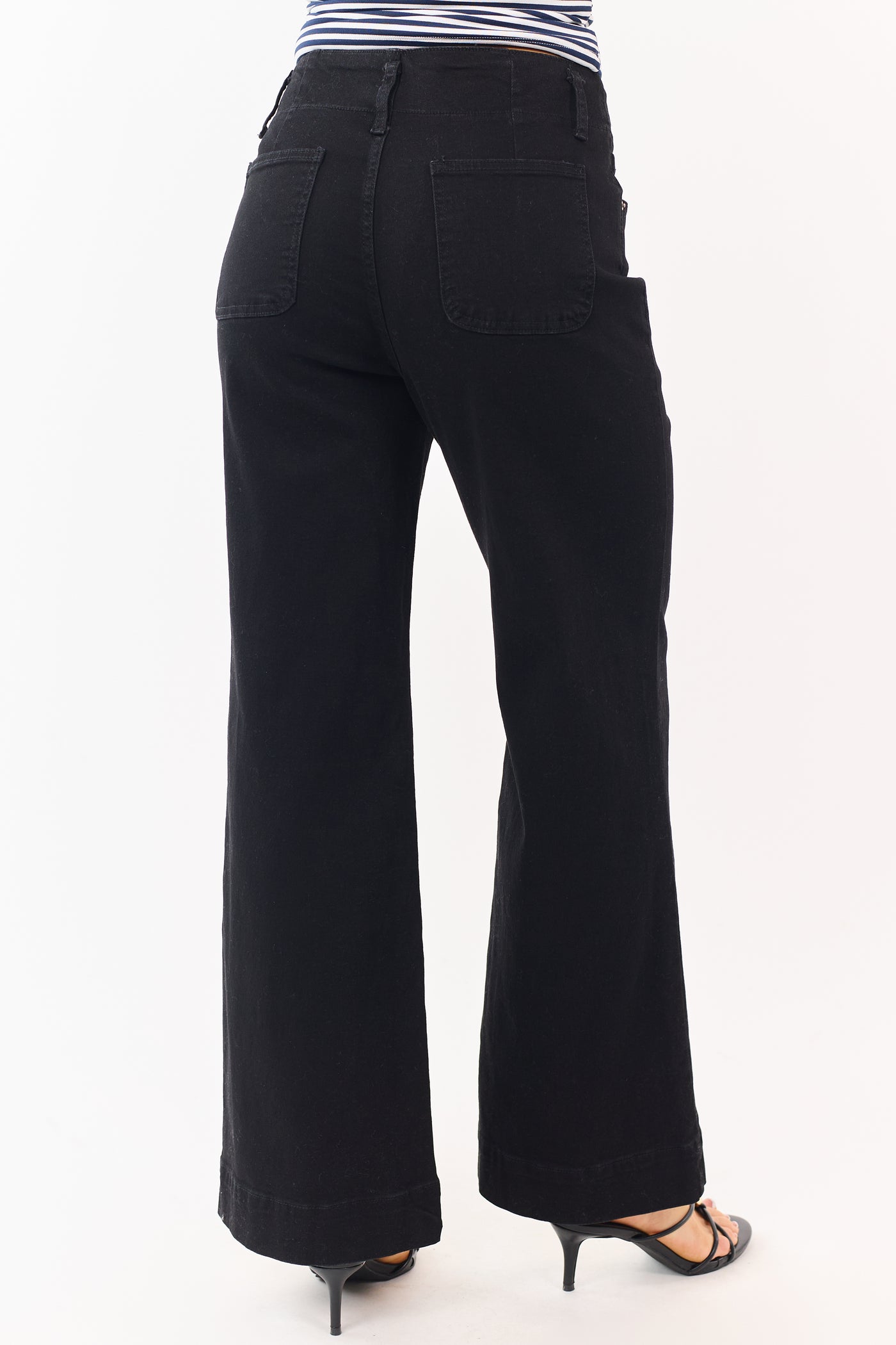 Black Stretchy Wide Leg High Rise Jeans