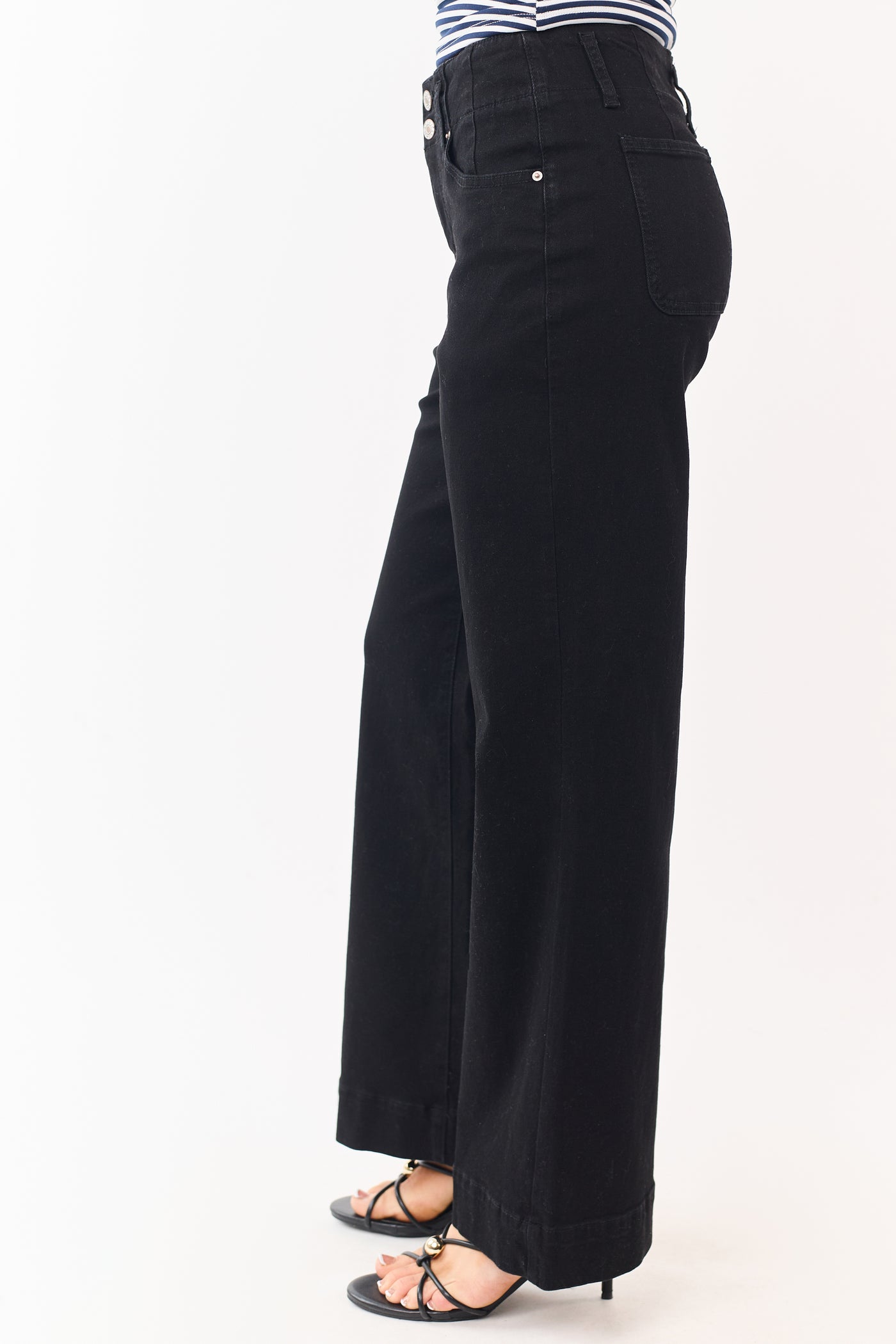 Black Stretchy Wide Leg High Rise Jeans