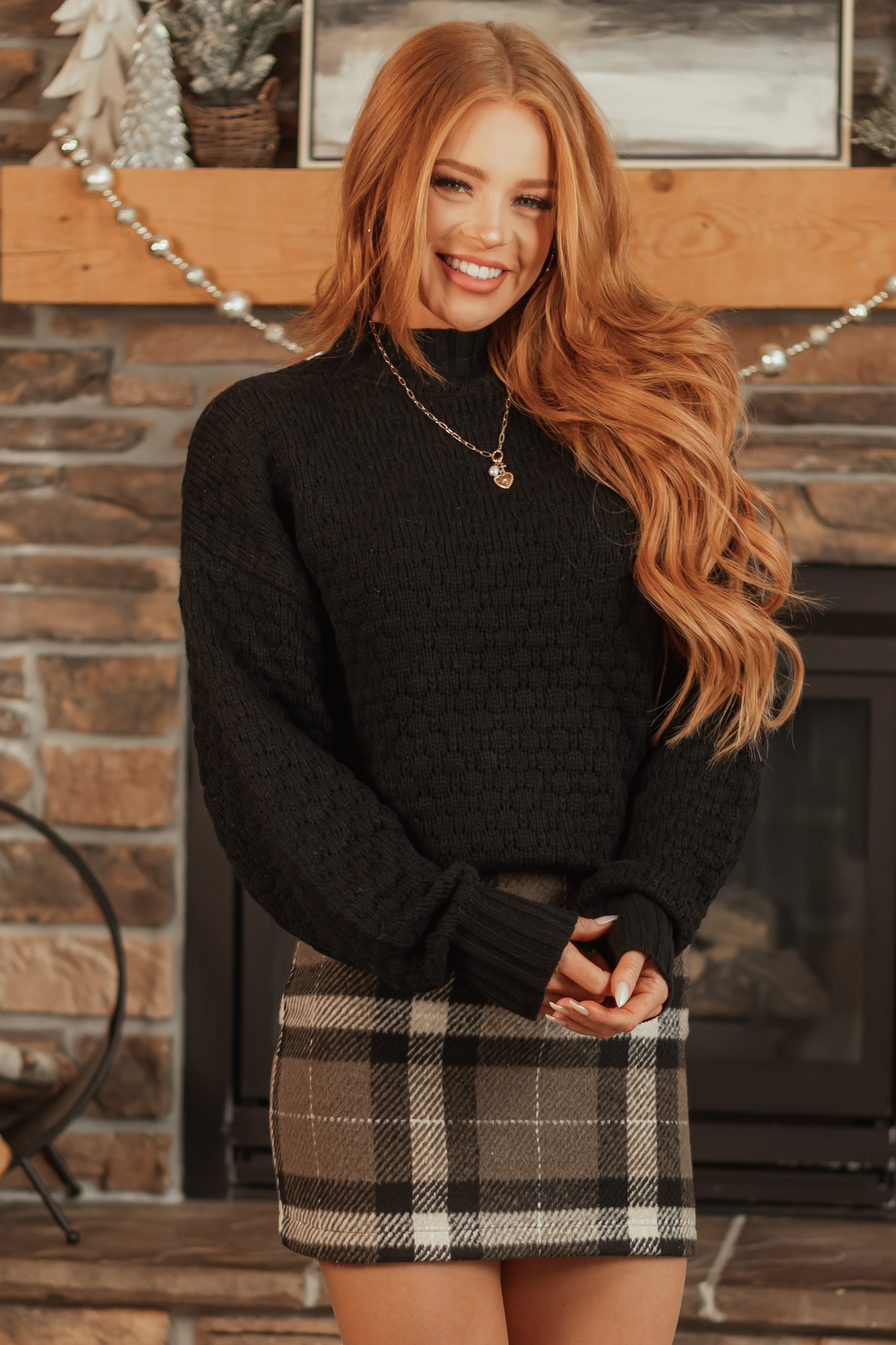 Black-Textured-Knit-High-Neck-