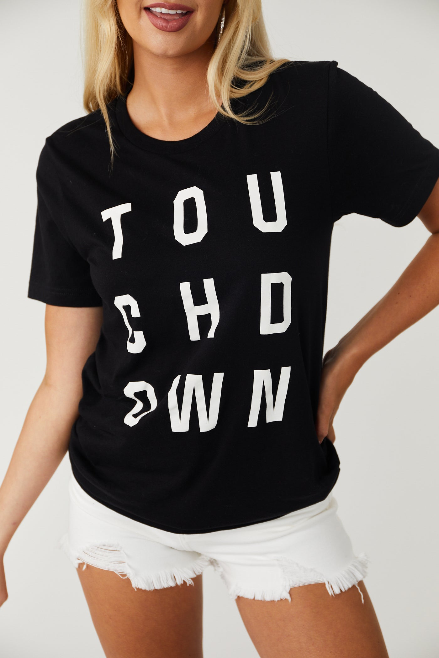 Black 'Touchdown' Short Sleeved Graphic Tee