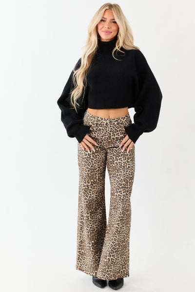 Black Turtleneck Cropped Thick Sweater