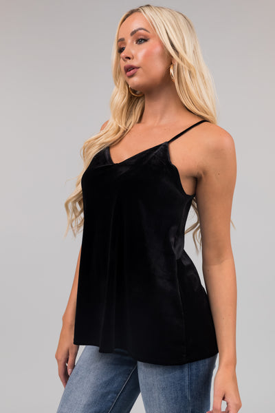 Black V Neck Velvet Swing Cami