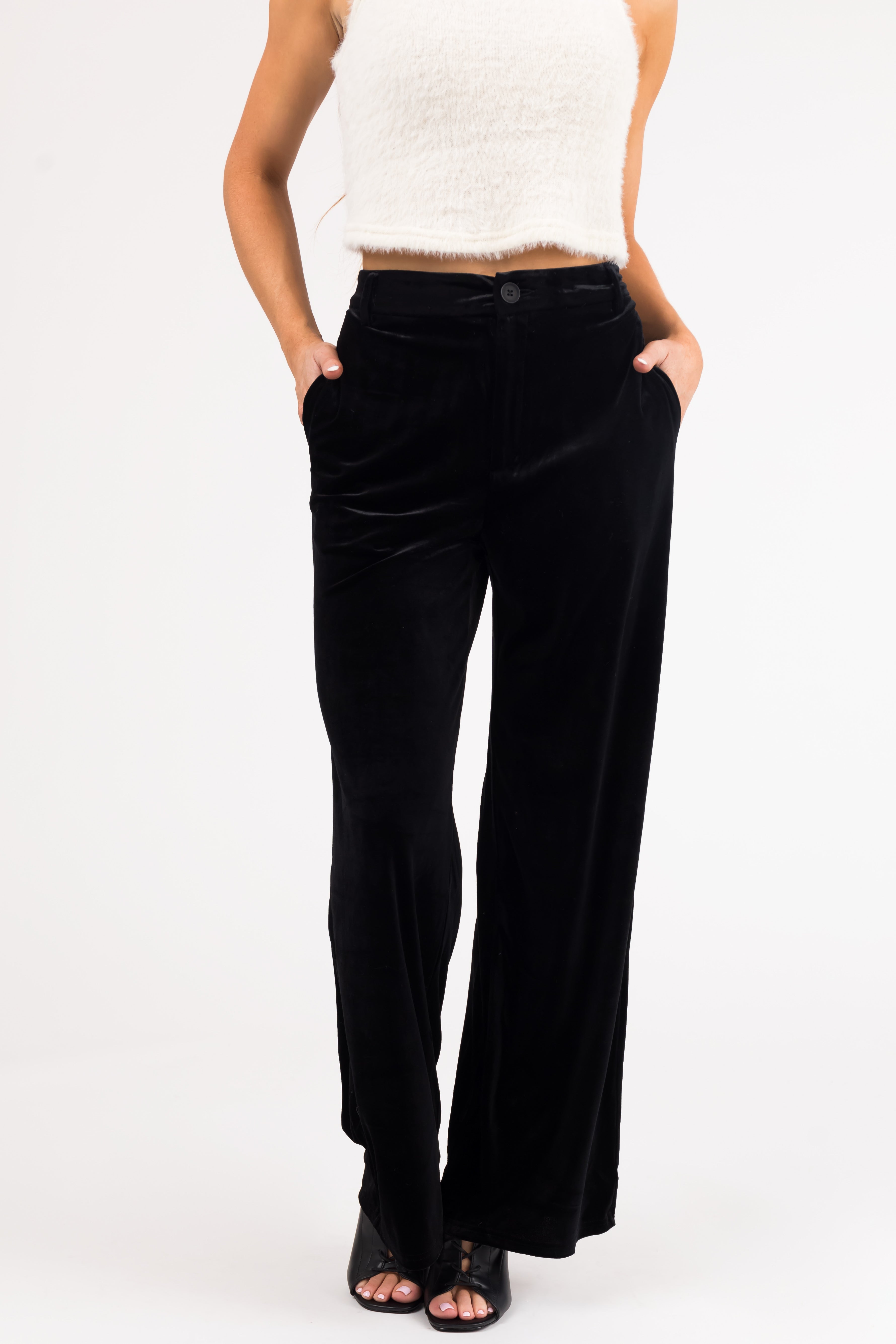 I.N.C. International Concepts Petite Velvet High-Rise Wide-Leg Pants,  Created for Macy's - Macy's