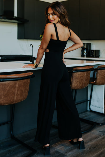 Black Waist Cut Out Wide Leg Jumpsuit