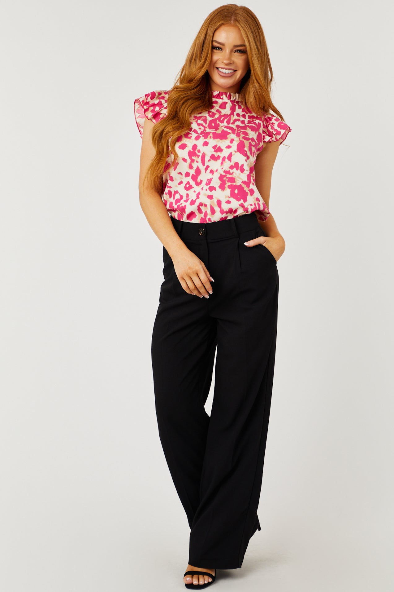 Black Wide Leg High Waisted Dress Pants