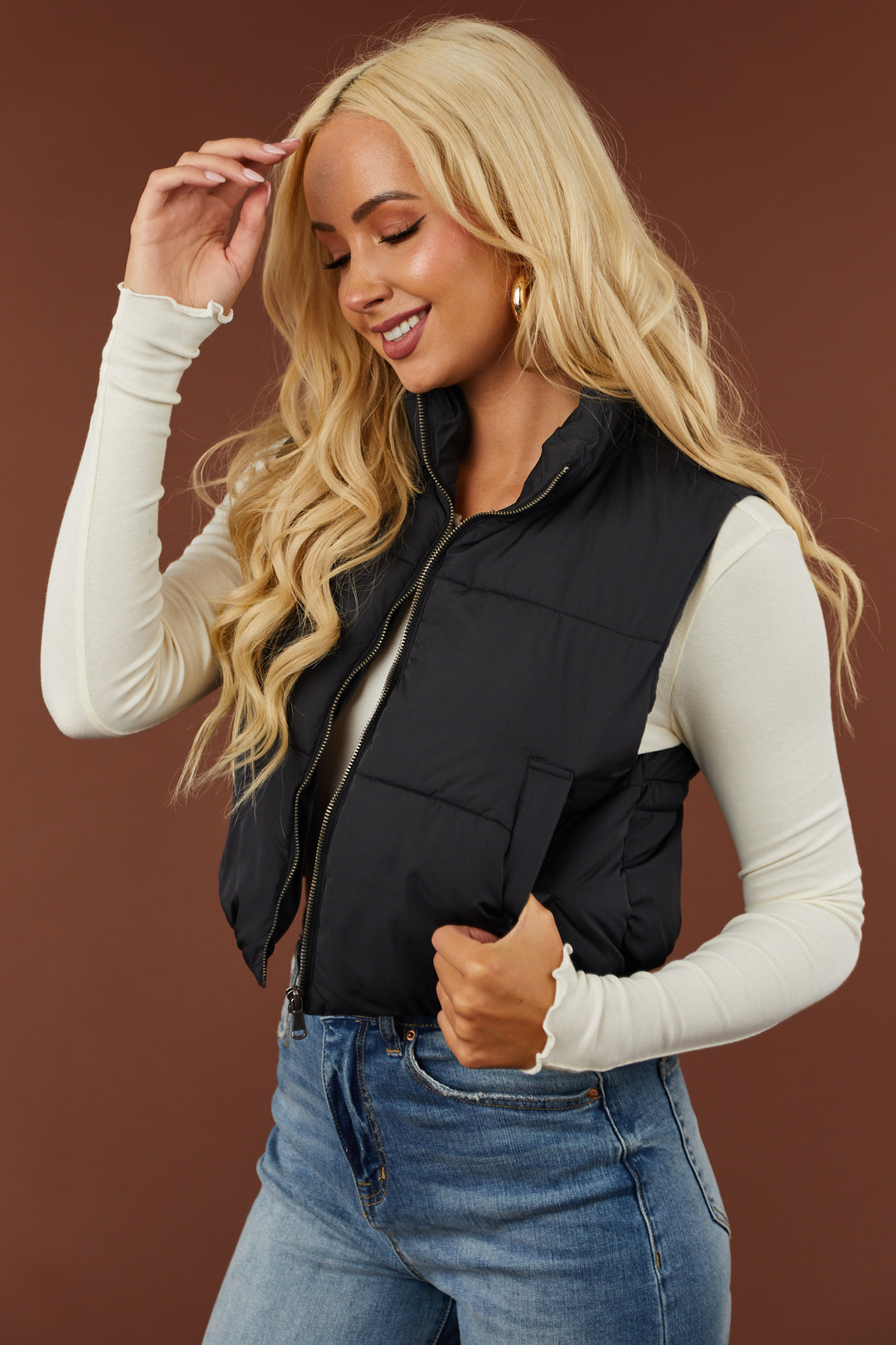 Zip-Up Drawstring Puffer Vest – Flyclothing LLC