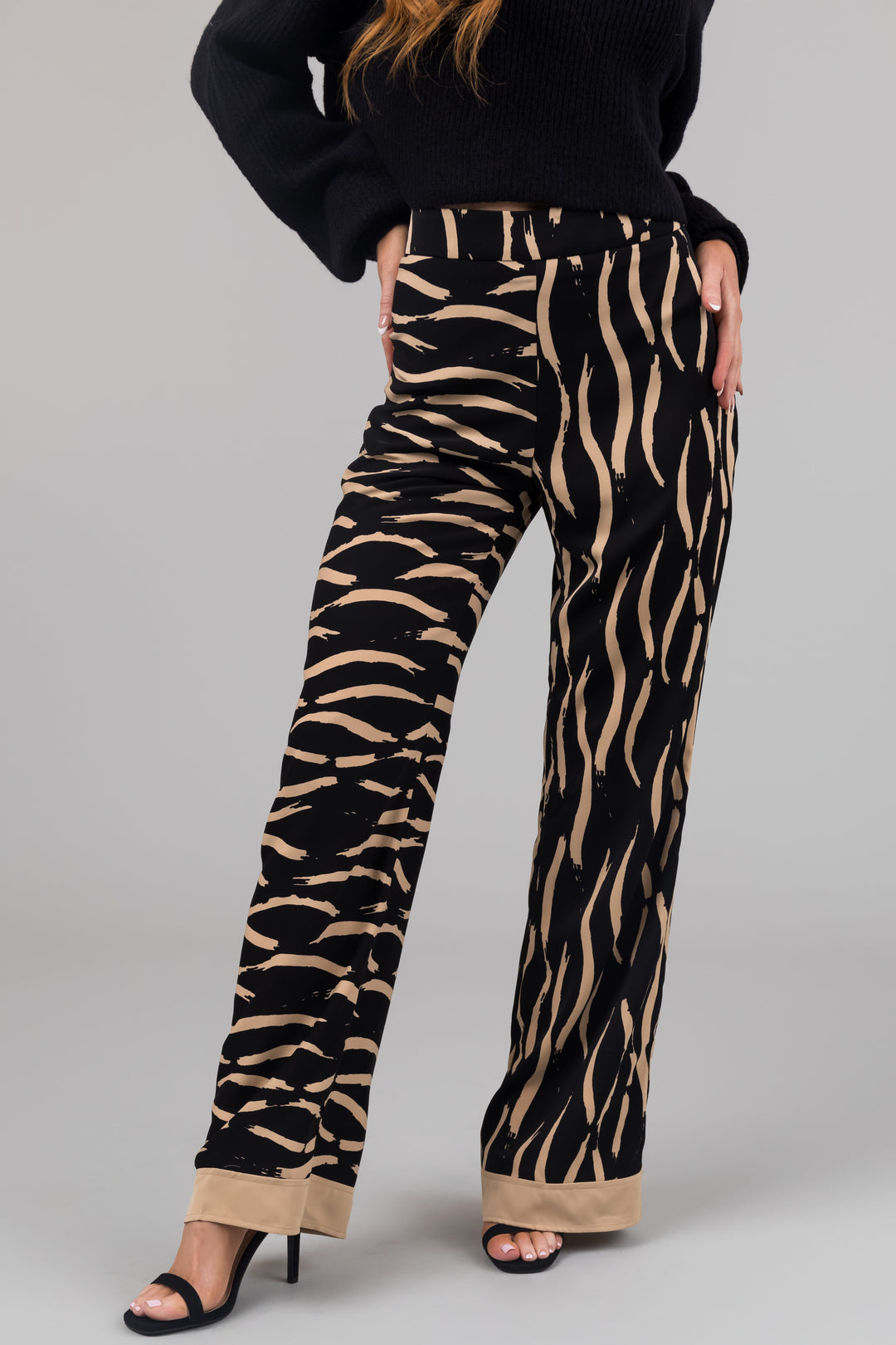 Black and Beige Zebra Print Pants & Lime Lush